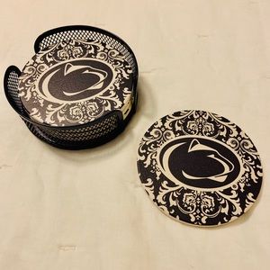 Penn State coasters with metal holder